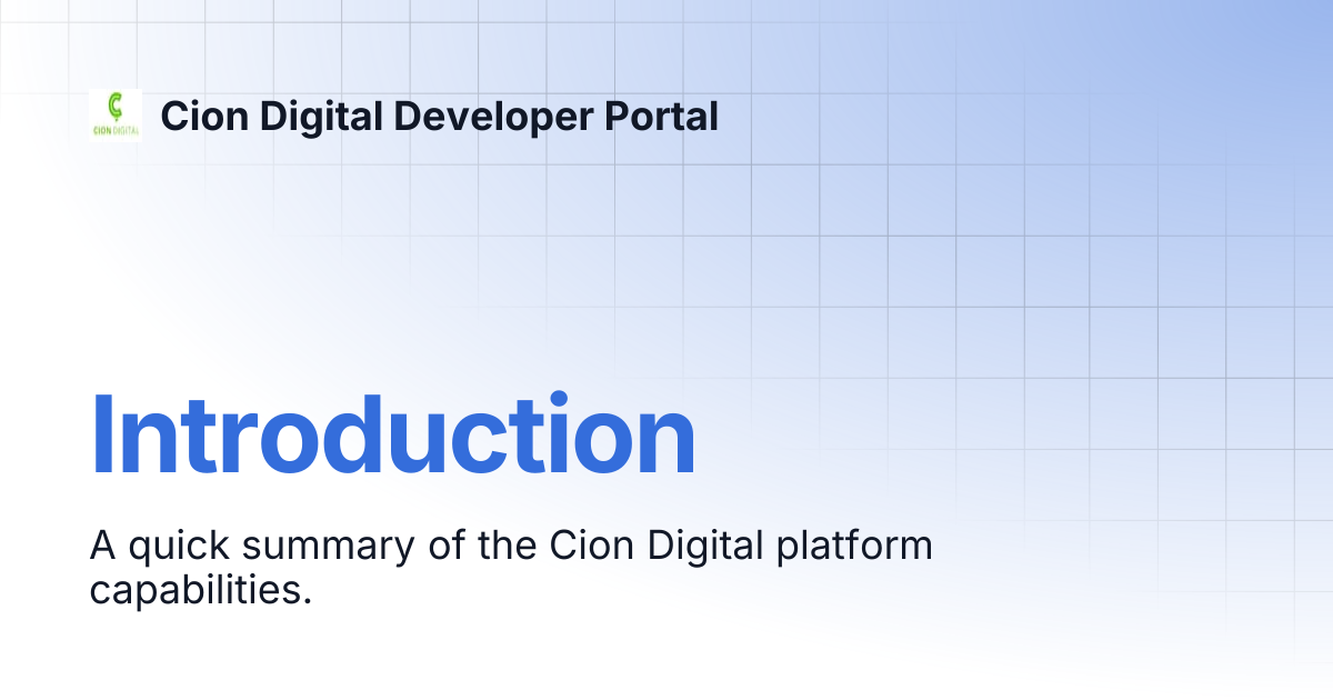 Introduction | Cion Digital Developer Portal